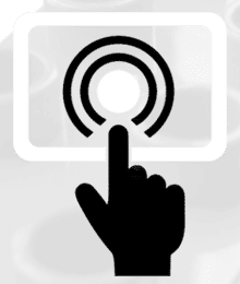 Icon of a finger pushing a button on a tablet