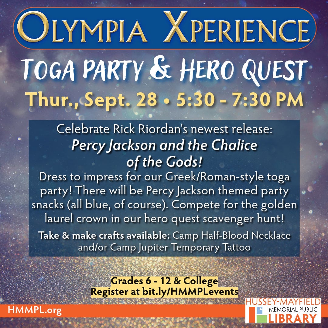 Olympia Xperience: Toga Party and Hero Quest - Thurs., Sept. 28 @ 5:30 - 7:30 PM