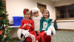 Santa visits with children