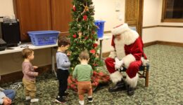 Santa visits with children