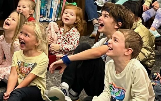 Children and caregivers enjoying Roz Puppets' Silly Bits