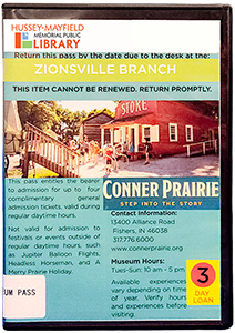 Conner Prairie pass in carrying case